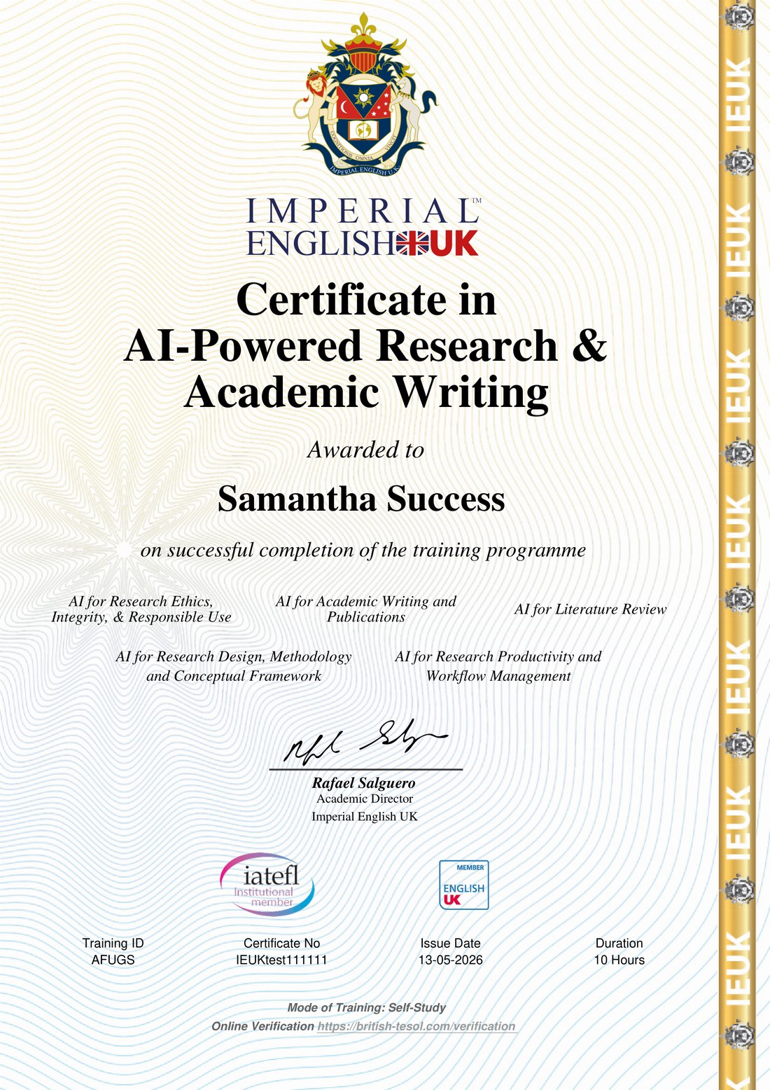 Imperial English UK — Certificate in AI-Powered Research & Academic Writing